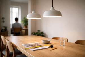 Lampe over spisebord - sådan rammer du rigtig højde, størrelse og afstand