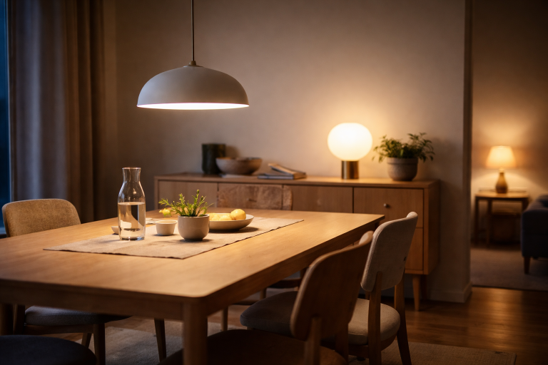 Bordlamper i spisestuen: sådan skaber du zonelys, når pendler ikke er nok